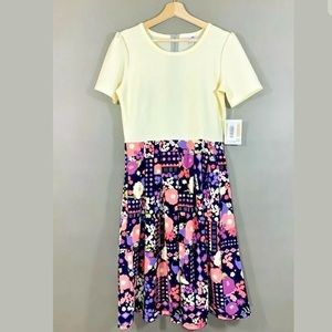 NWT LuLaRoe Amelia Dress Navy Floral Size Large
